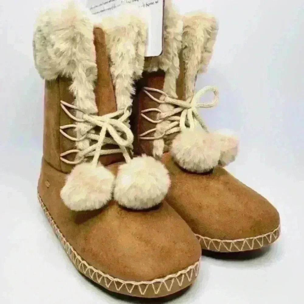 Kooba Faux Fur with furry balls  Slipper Boots women